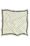 Oxidized Green Brown Monogram Pattern Silk Scarf