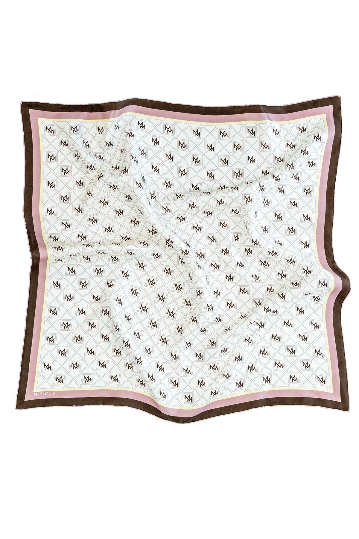 Powder Brown Monogram Pattern Silk Scarf