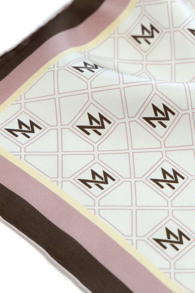 Powder Brown Monogram Pattern Silk Scarf