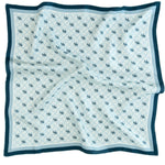 Baby Blue Navy Monogram Pattern Silk Scarf