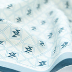 Baby Blue Navy Monogram Pattern Silk Scarf