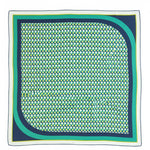 Emerald Green Navy Blue Mosaic Textured Silk Scarf