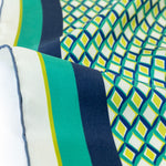 Emerald Green Navy Blue Mosaic Textured Silk Scarf