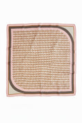 Pink and Brown Mosaic Patterned Silk Scarf