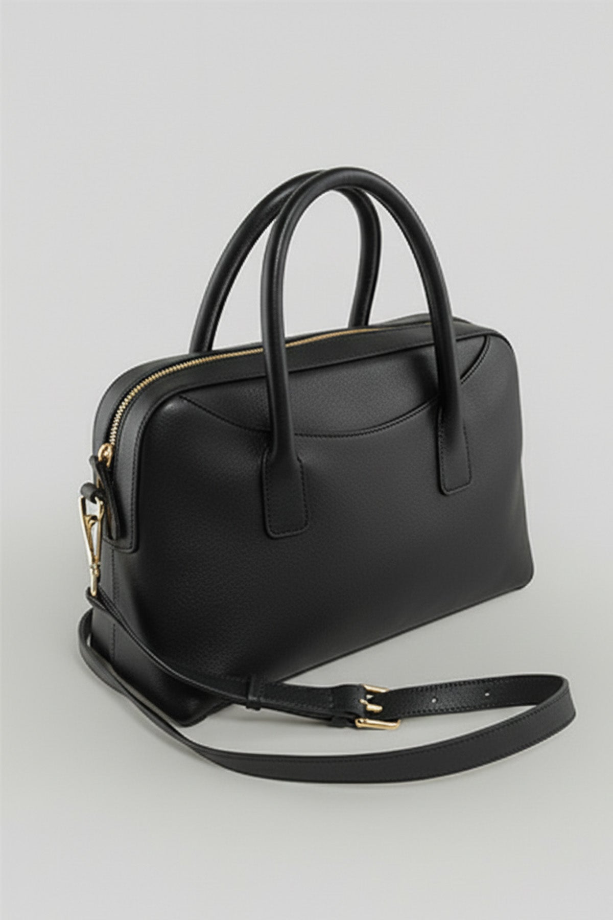 Black Double Handle Hand and Shoulder Bag