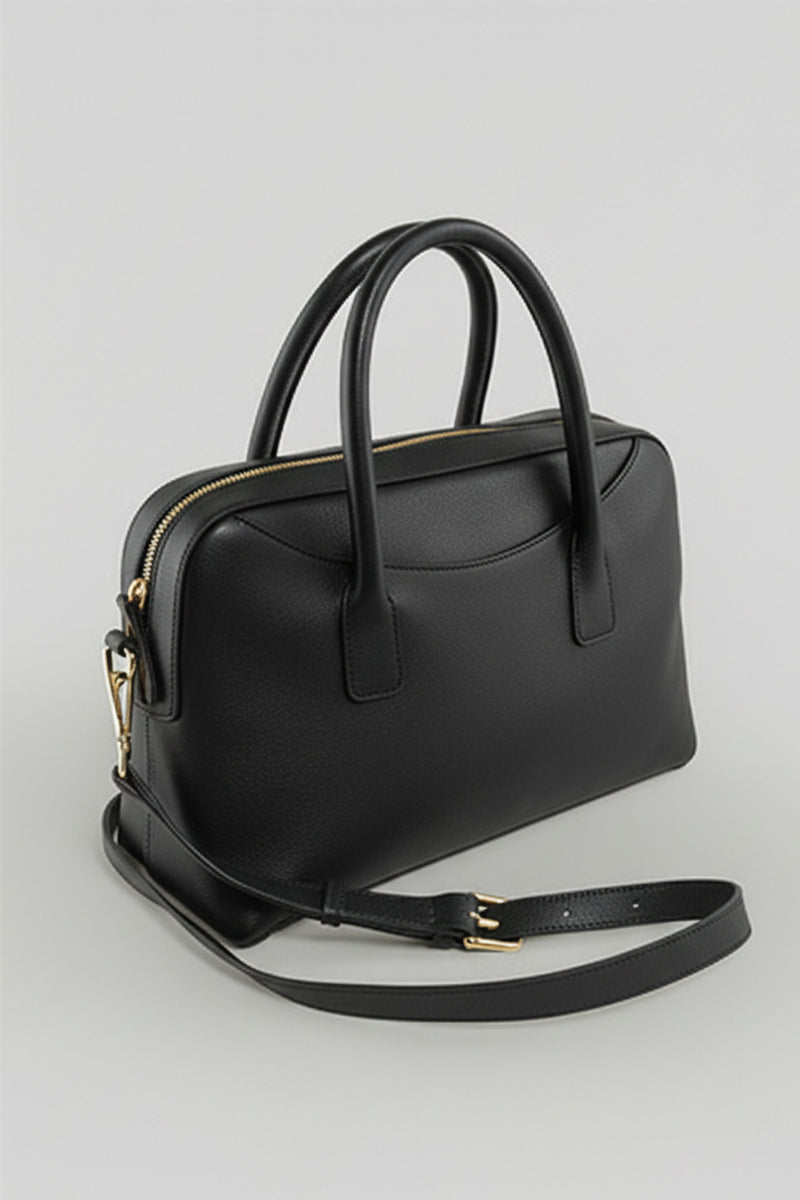 Black Double Handle Hand and Shoulder Bag