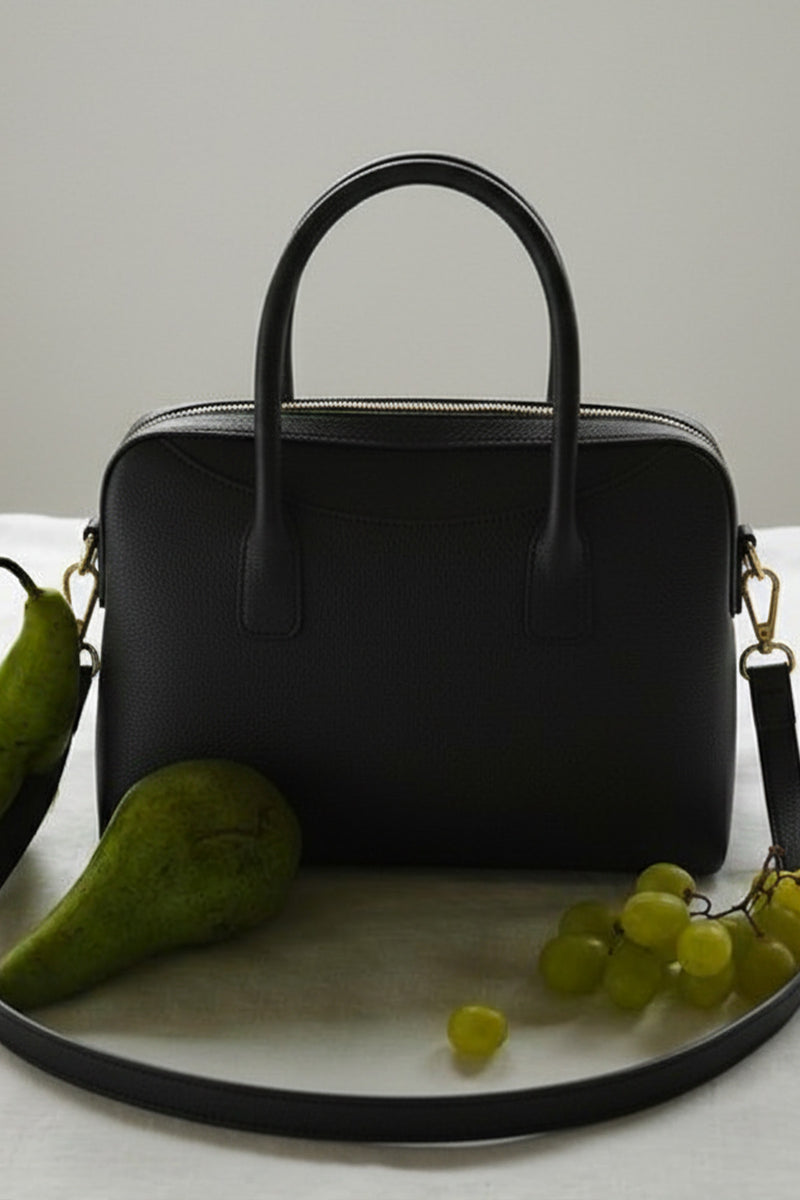 Black Double Handle Hand and Shoulder Bag