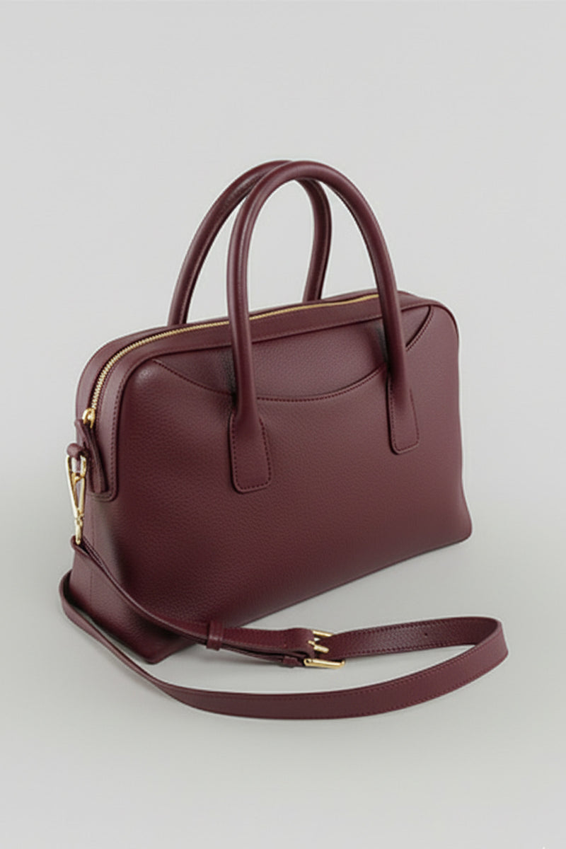 Burgundy Double Handle Handbag and Shoulder Bag