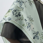 Emerald Green Rose Patterned Silk Scarf