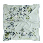 Emerald Green Rose Patterned Silk Scarf