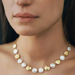 Pearl and Gold Material Mix Necklace