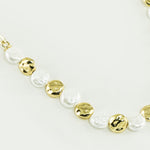 Pearl and Gold Material Mix Necklace