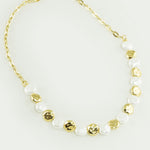 Pearl and Gold Material Mix Necklace