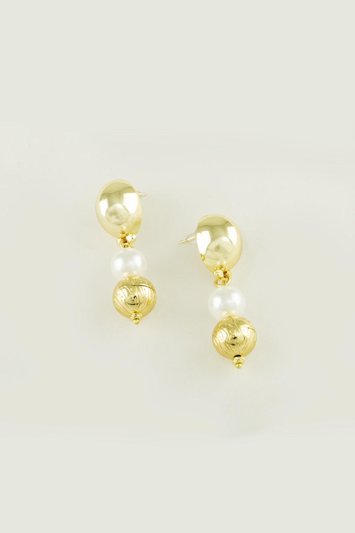 Gold and Pearl Sphere Cluster Earrings