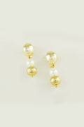 Gold and Pearl Sphere Cluster Earrings