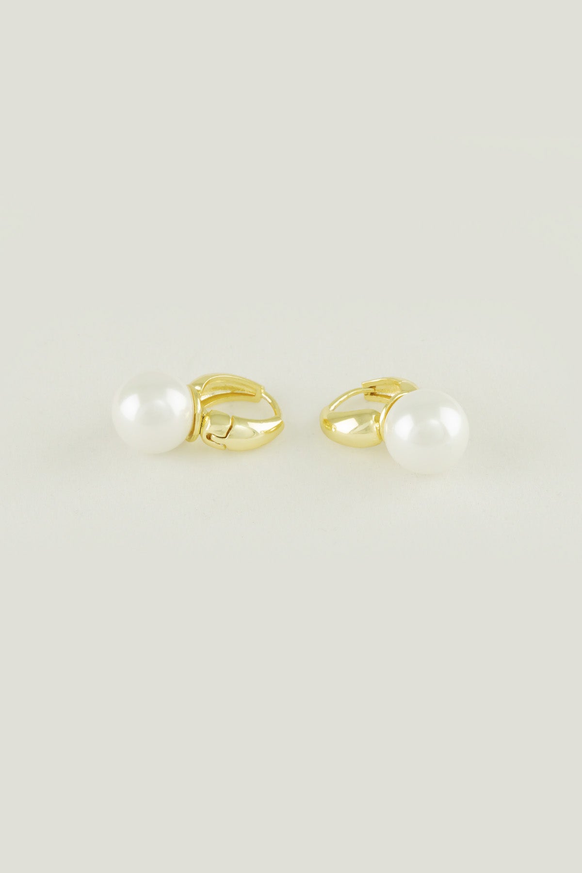 Gold Hoop Pearl Pendant Earrings