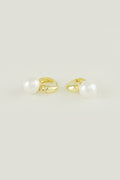 Gold Hoop Pearl Pendant Earrings