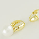 Gold Hoop Pearl Pendant Earrings