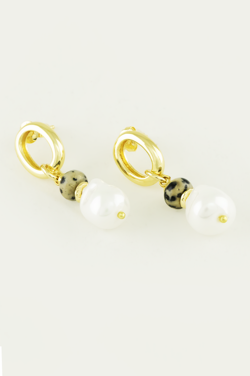 Gold Hoop and Pearl Detailed Earrings