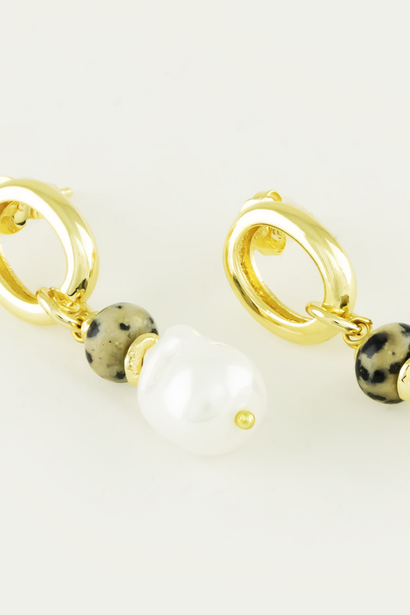 Gold Hoop and Pearl Detailed Earrings