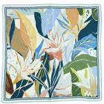 Navy Blue Botanical Pattern Silk Scarf