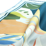 Navy Blue Botanical Pattern Silk Scarf