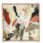 Burgundy Black Botanical Pattern Silk Scarf