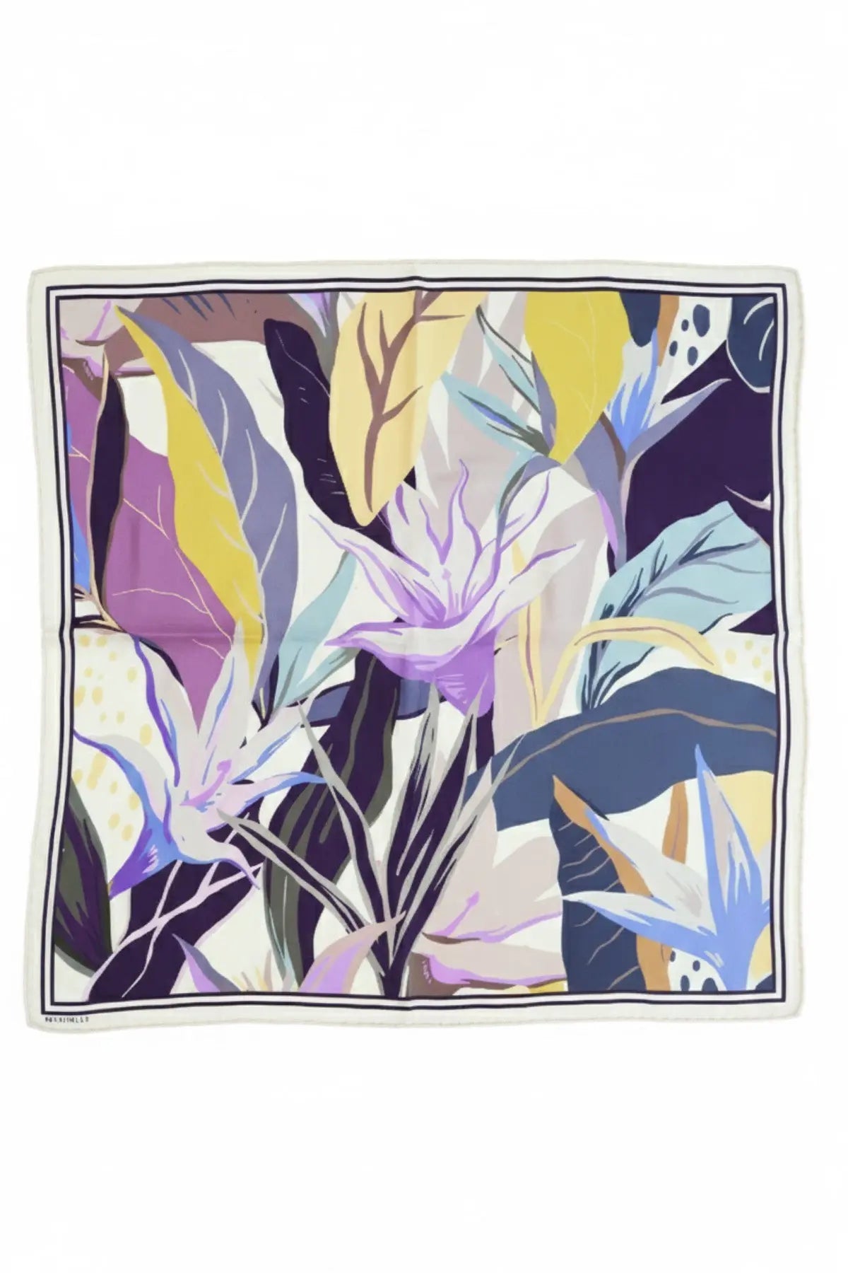 Purple Lilac Botanical Pattern Silk Scarf Triko Mısırlı