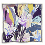 Purple Lilac Botanical Pattern Silk Scarf Triko Mısırlı