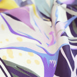 Purple Lilac Botanical Pattern Silk Scarf Triko Mısırlı