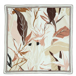 Beige Light Brown Botanical Pattern Silk Scarf