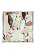 Beige Light Brown Botanical Pattern Silk Scarf