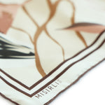 Beige Light Brown Botanical Pattern Silk Scarf