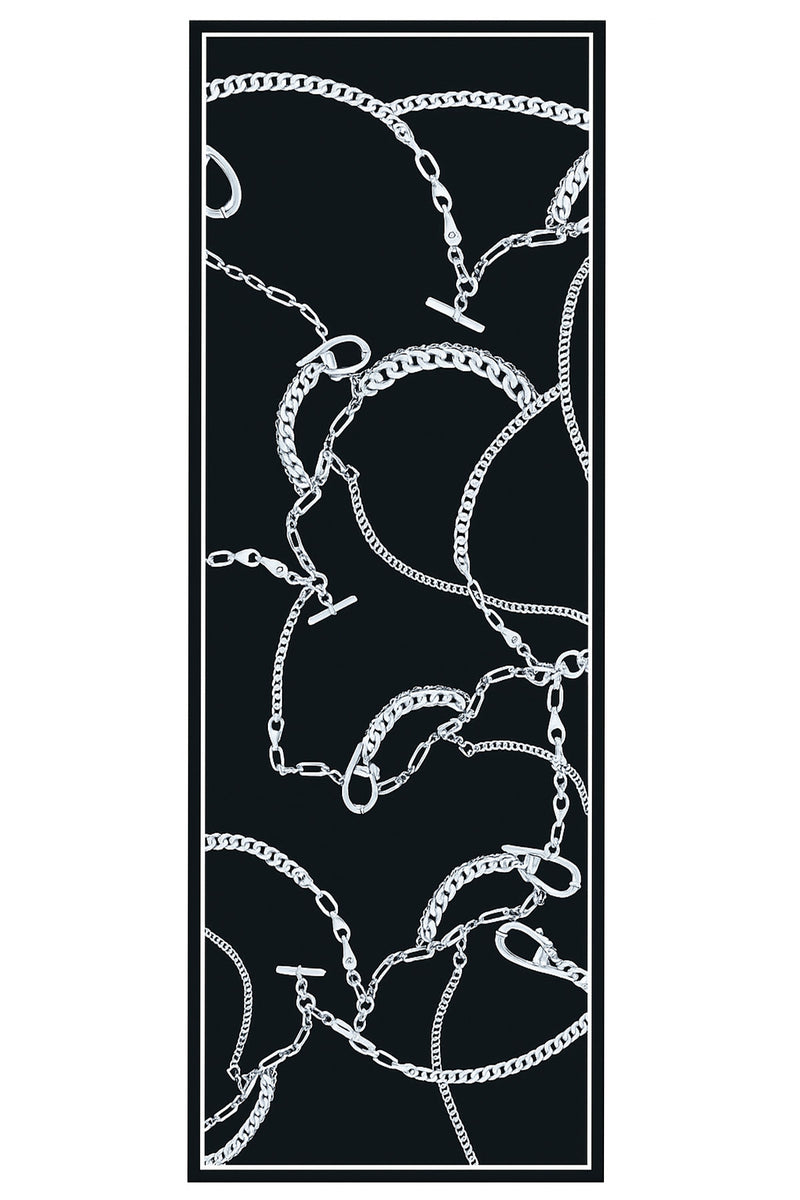 Black Chain Motif Silk Shawl