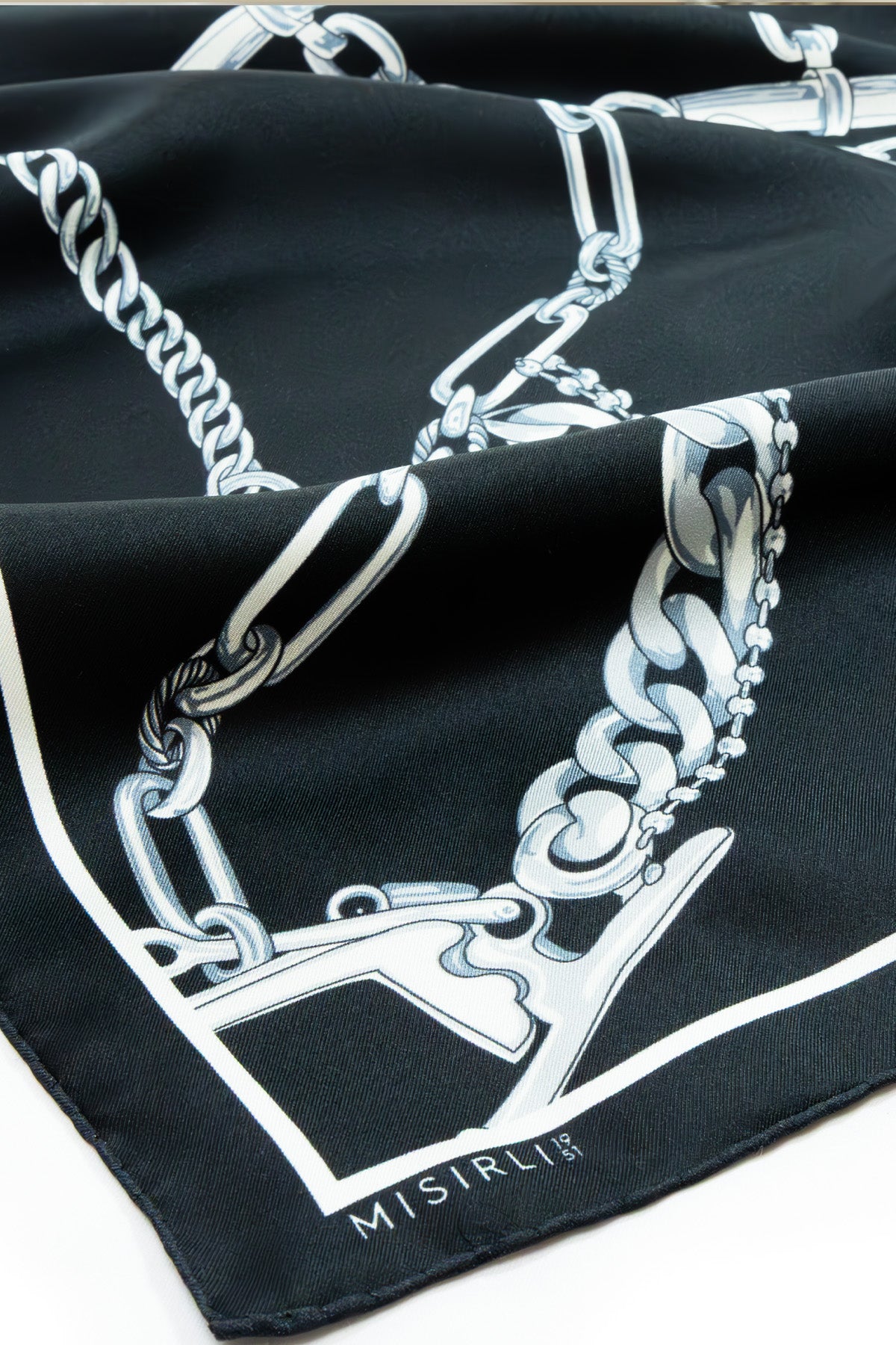 Black Chain Motif Silk Shawl