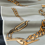Gray Chain Motif Silk Shawl
