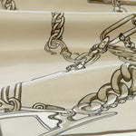 Beige Light Brown Chain Motif Silk Shawl