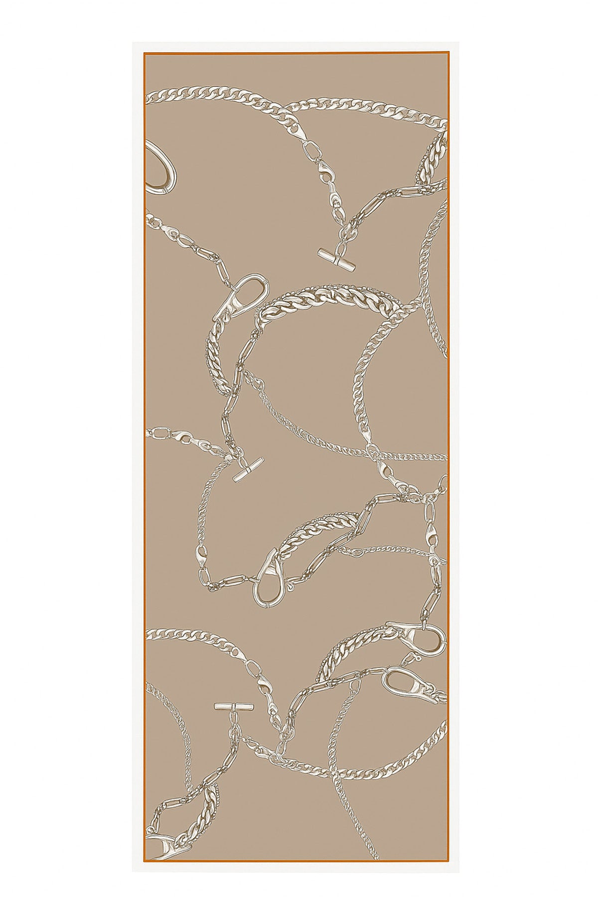 Light Brown Chain Motif Silk Shawl