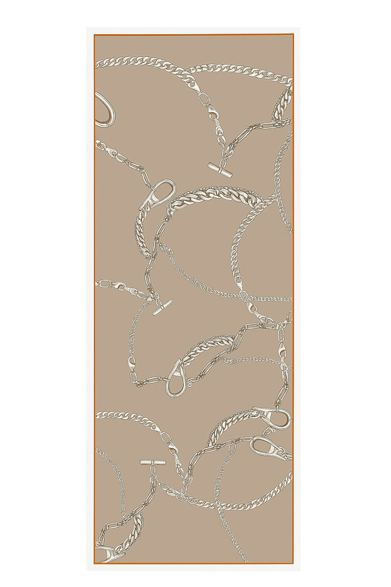 Light Brown Chain Motif Silk Shawl
