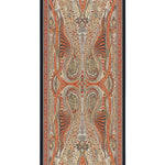 Orange Black Baroque Pattern Silk Shawl