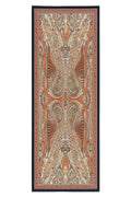 Orange Black Baroque Pattern Silk Shawl