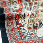 Orange Black Baroque Pattern Silk Shawl