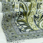 Olive Green Baroque Pattern Silk Shawl