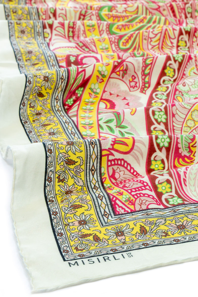 Mint Orange Baroque Pattern Silk Shawl