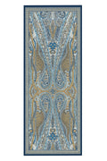 Navy Blue Baroque Pattern Silk Shawl