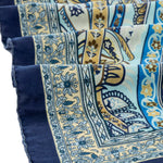 Navy Blue Baroque Pattern Silk Shawl
