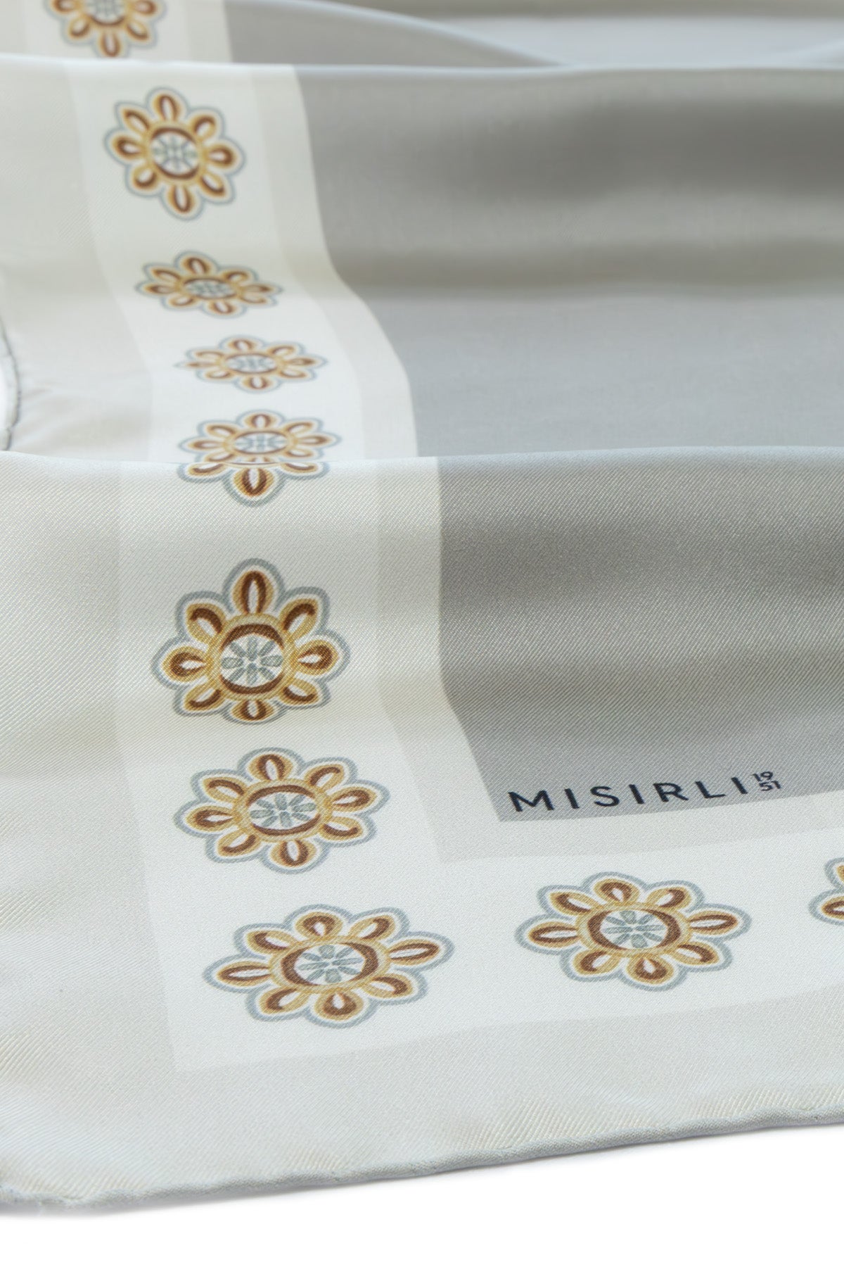 Gray Edged Floral Pattern Silk Shawl