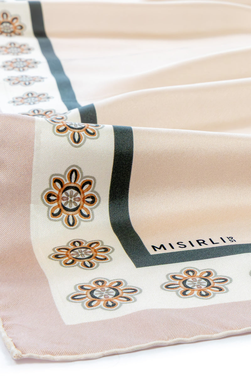 Pink Edge Floral Pattern Silk Shawl