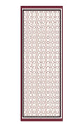 Burgundy Ecru Geometric Patterned Silk Shawl
