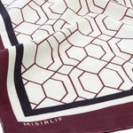 Burgundy Ecru Geometric Patterned Silk Shawl